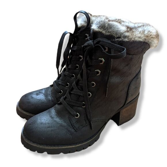 Steve Madden Women's Faux Fur Lined Chunky Heeled Boot sz‎ 9 black - Picture 4 of 14